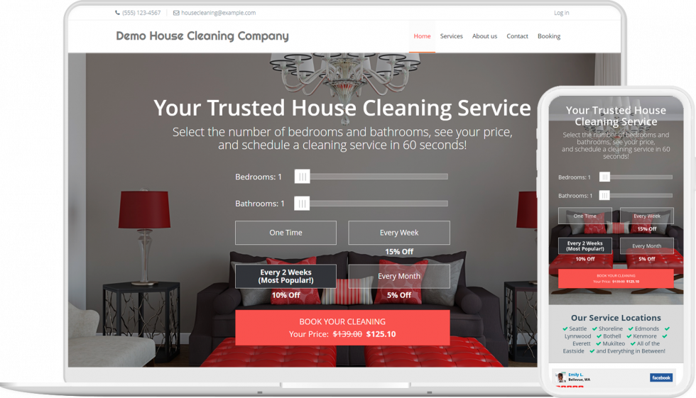 BizValet demo service business website and mobile booking form